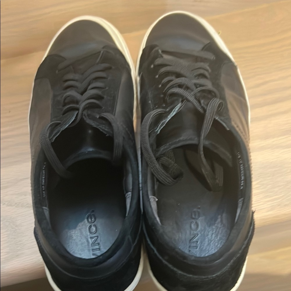 Men’s Vince Two-Tone Leather Black and White Sneakers with suede accents - Picture 9 of 12